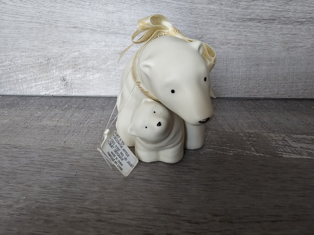 Dept 56 Frosty Frolic Friends Polar Bear Momma and Baby Ornament Figurine 1998